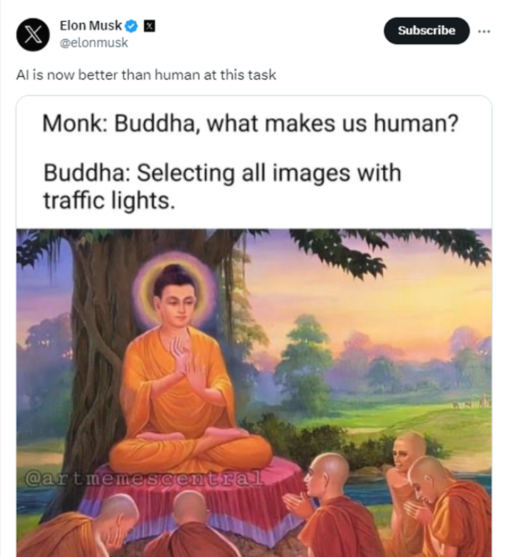elon musk x post about humanity tests